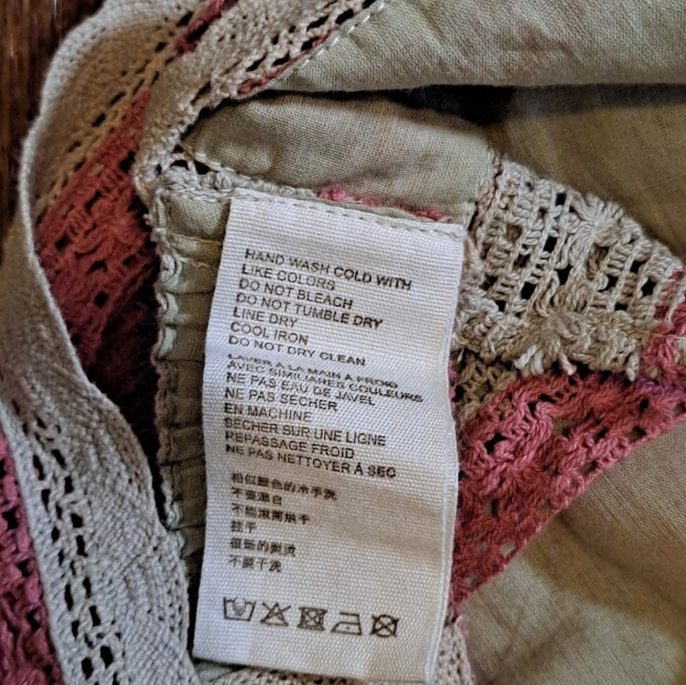 Anthropologie - Let Me Be - Open Back Crochet Tank Top Size Small Pink/Cream - Picture 15 of 16